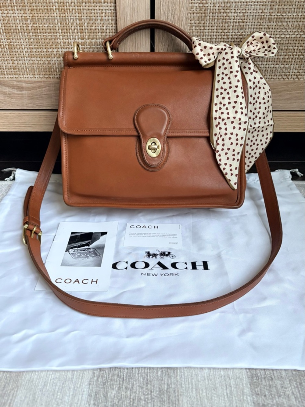 COACH Vintage Willis British Tan Leather Crossbody Shoulder Satchel 9927 *READ*